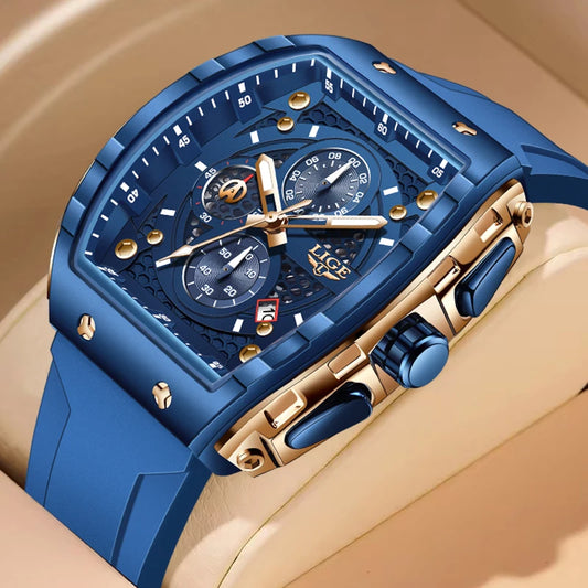 Reloj deportivo cuadrado informal de cuarzo para hombre.