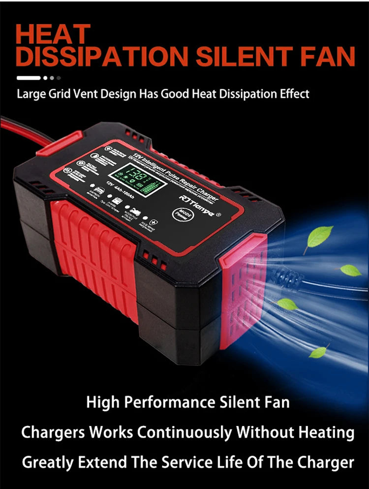 Cargador Baterias 12V 6A Pantalla LCD digital
