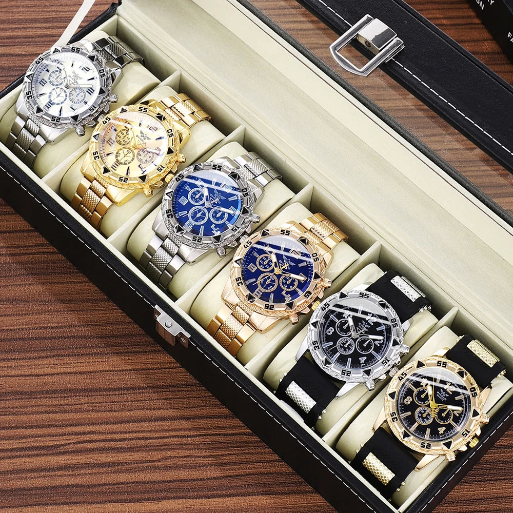 Juego de 6 relojes para hombre, de moda, estilo informal, clásico, ( sin caja )