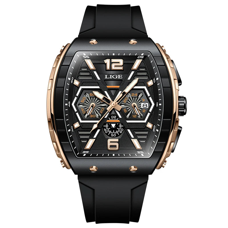 Reloj deportivo cuadrado informal de cuarzo para hombre.