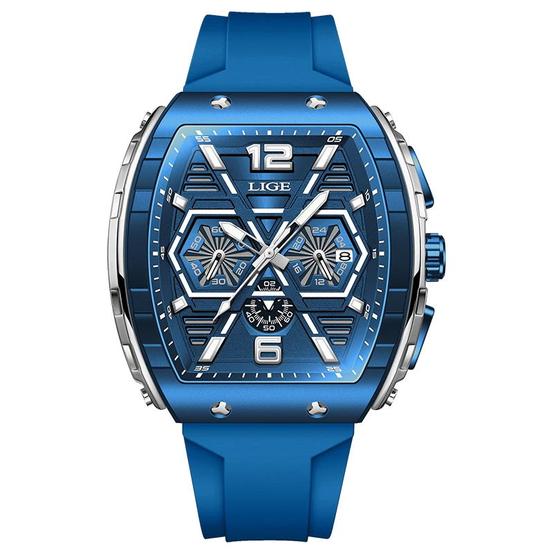 Reloj deportivo cuadrado informal de cuarzo para hombre.