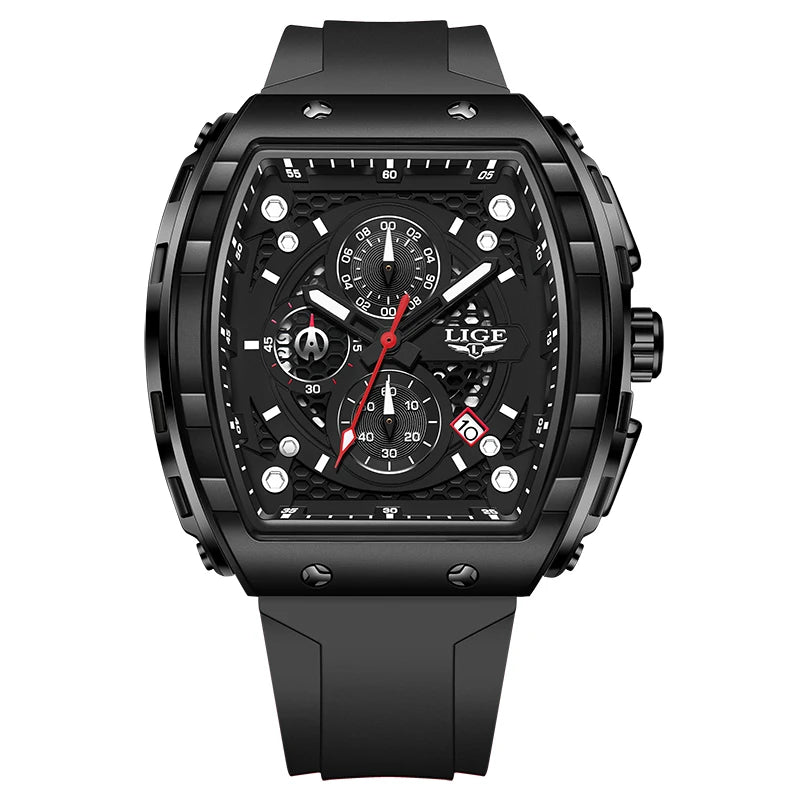 Reloj deportivo cuadrado informal de cuarzo para hombre.