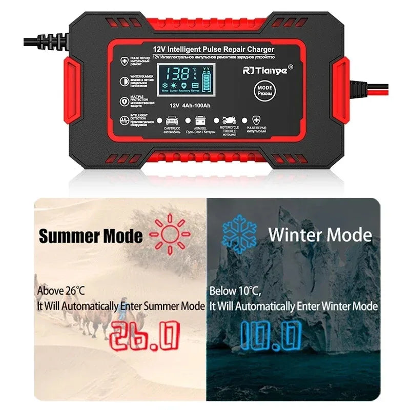 Cargador Baterias 12V 6A Pantalla LCD digital