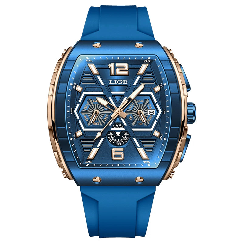 Reloj deportivo cuadrado informal de cuarzo para hombre.