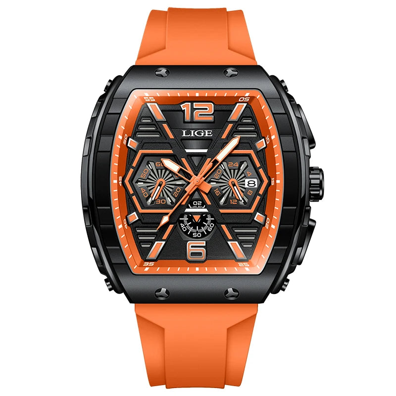 Reloj deportivo cuadrado informal de cuarzo para hombre.