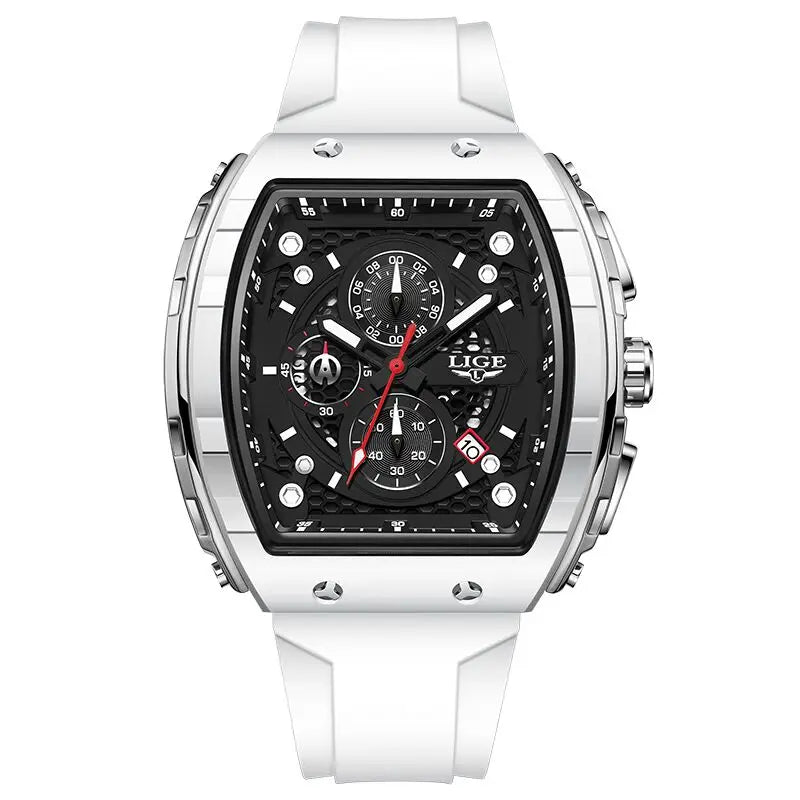 Reloj deportivo cuadrado informal de cuarzo para hombre.
