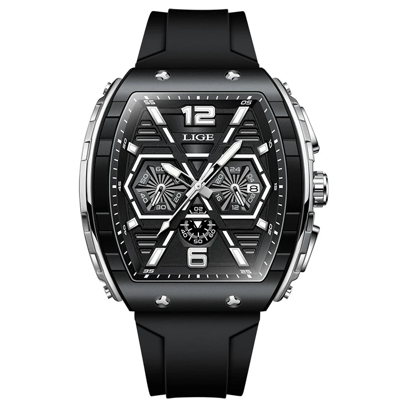 Reloj deportivo cuadrado informal de cuarzo para hombre.