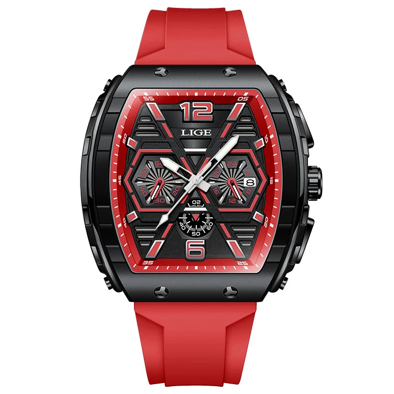 Reloj deportivo cuadrado informal de cuarzo para hombre.