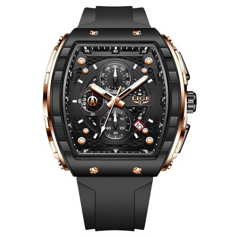 Reloj deportivo cuadrado informal de cuarzo para hombre.