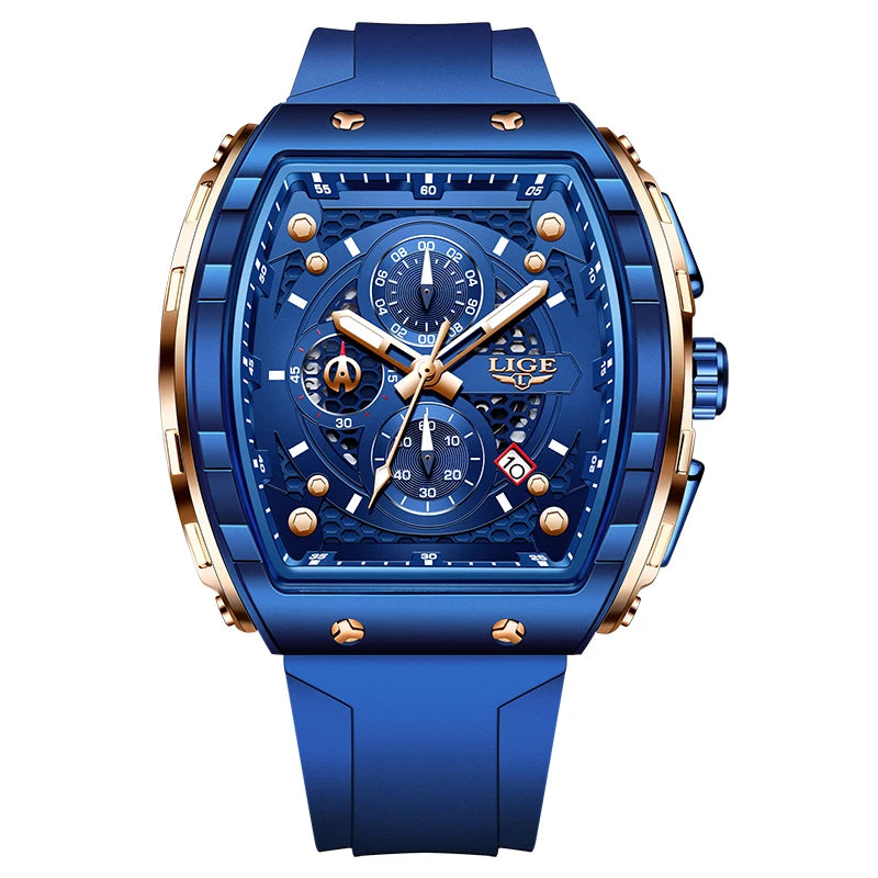 Reloj deportivo cuadrado informal de cuarzo para hombre.
