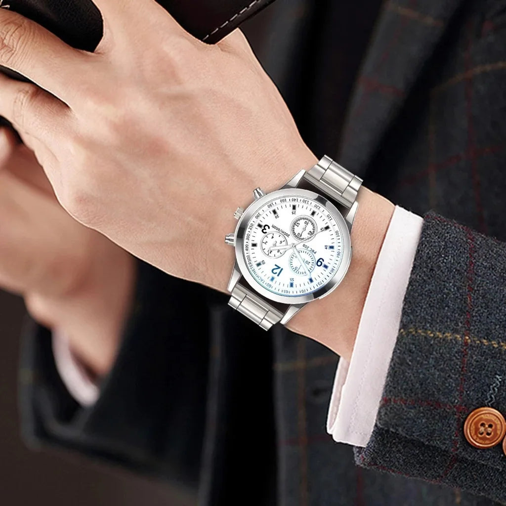 Relojes de moda para hombre de cuarzo informal de acero inoxidable