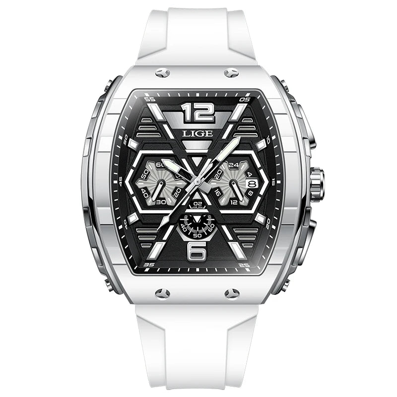 Reloj deportivo cuadrado informal de cuarzo para hombre.