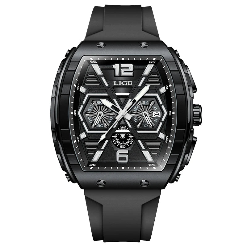 Reloj deportivo cuadrado informal de cuarzo para hombre.