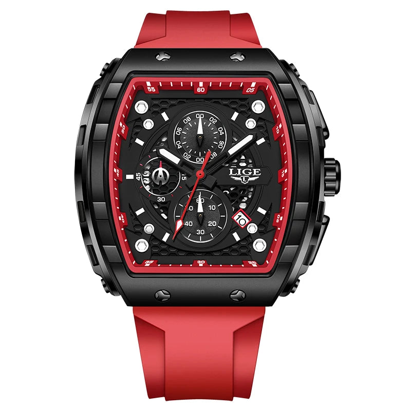 Reloj deportivo cuadrado informal de cuarzo para hombre.